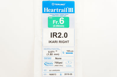Terumo GC-U6IR200N Heartrail III Guiding Cath. IR2.0 6Fr x 0.071inch x 100cm (x)
